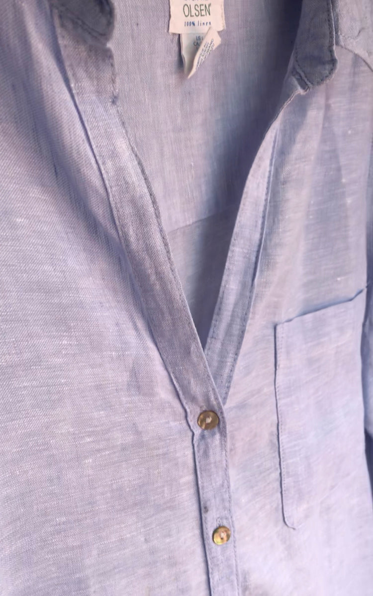 Light blue linen button shirt L