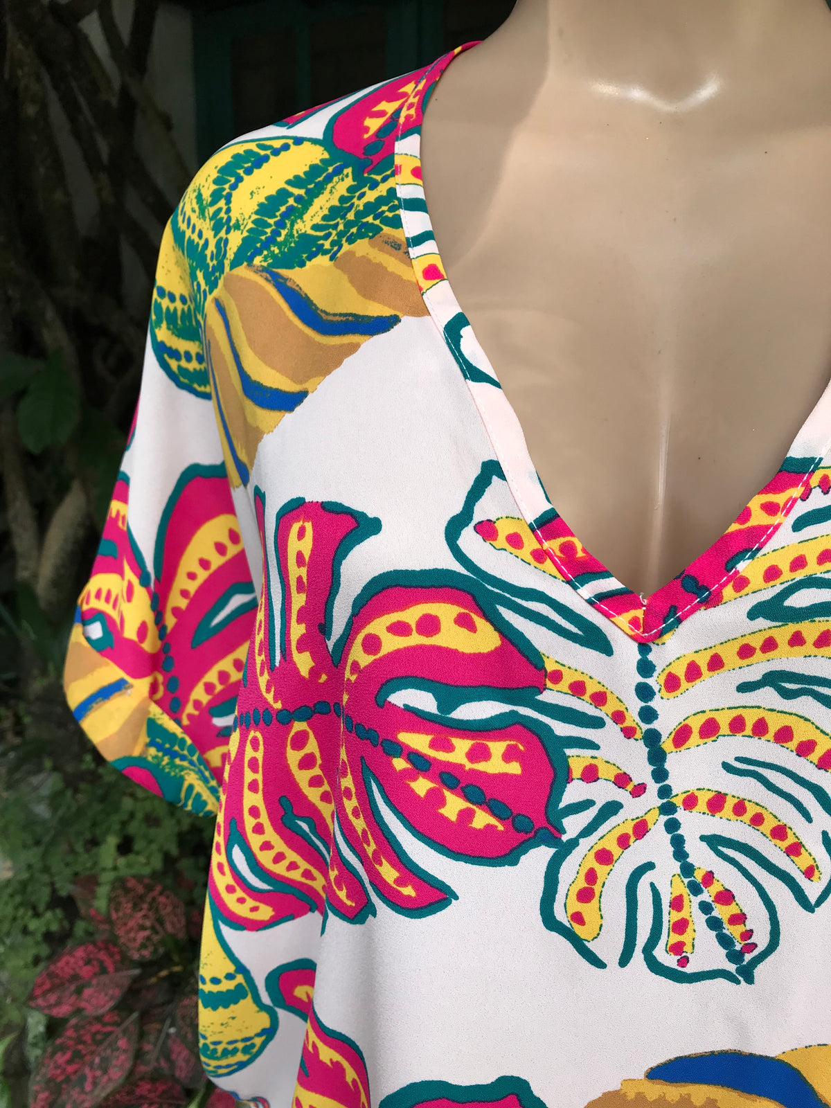 monsterra leaf sheer blouse work/play ... /xl
