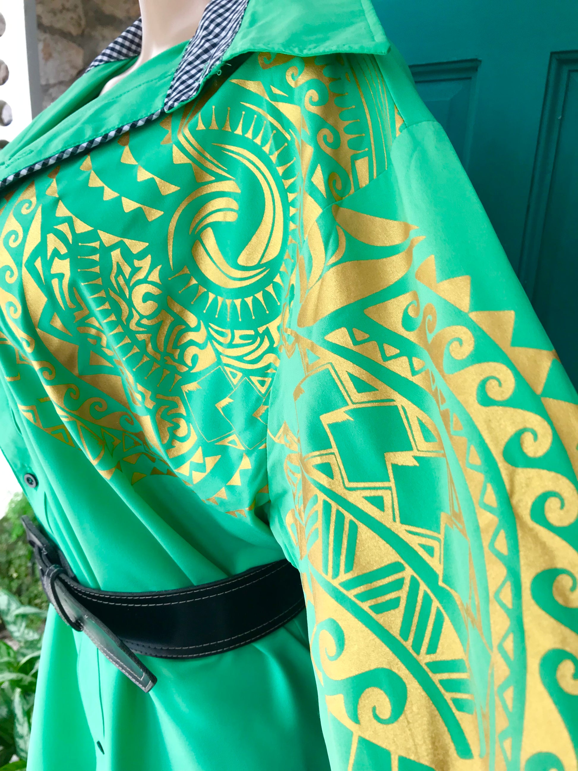 Mens green & gold fancy shirt .../xl :lll