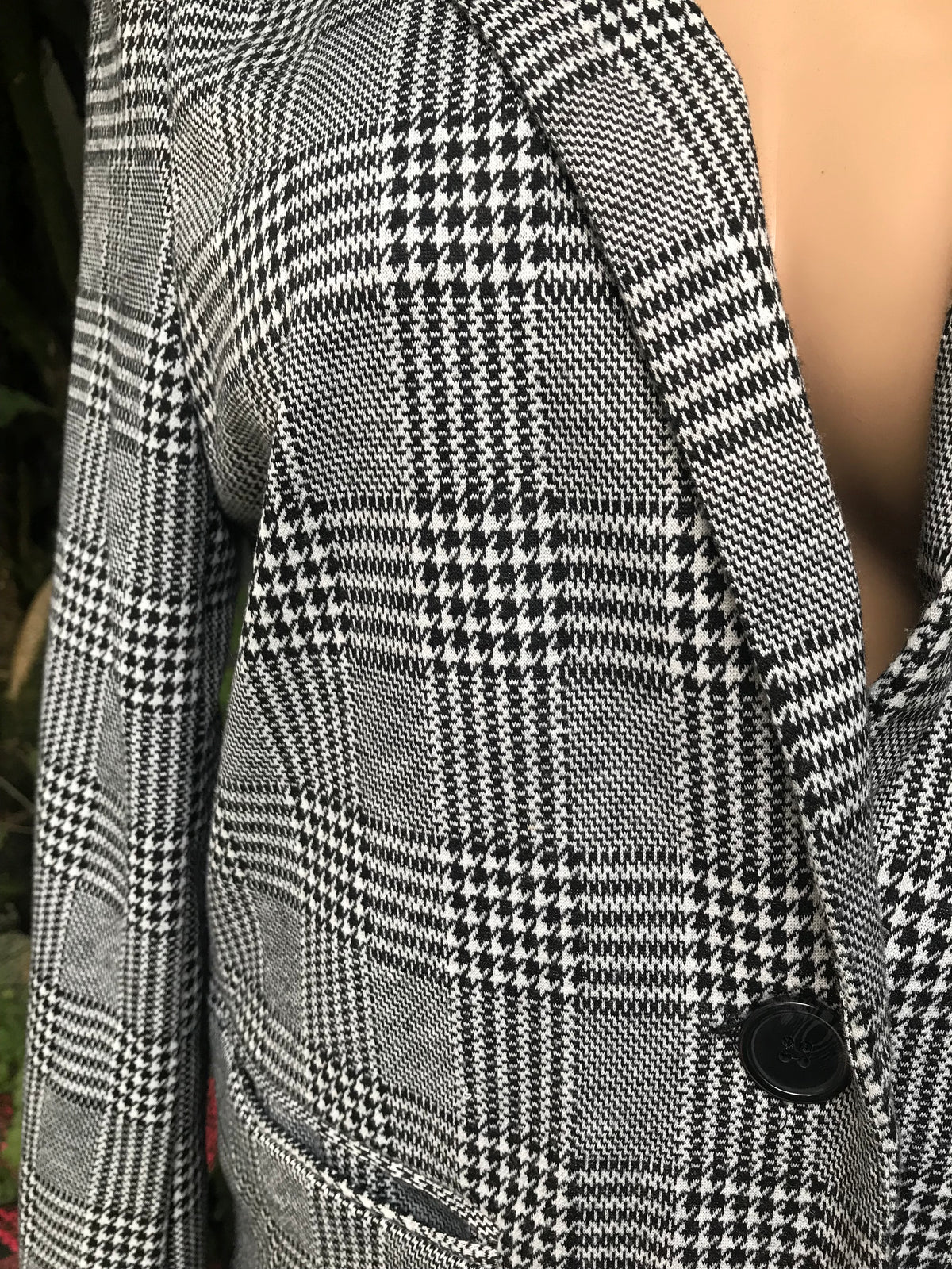 Vintage Houndstooth b&w blazer >>> M ^^^