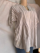 Load image into Gallery viewer, Organic Striped poncho style shirt with pockets … M/L lll ,,,
