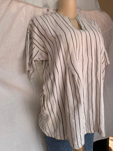 Organic Striped poncho style shirt with pockets … M/L lll ,,,