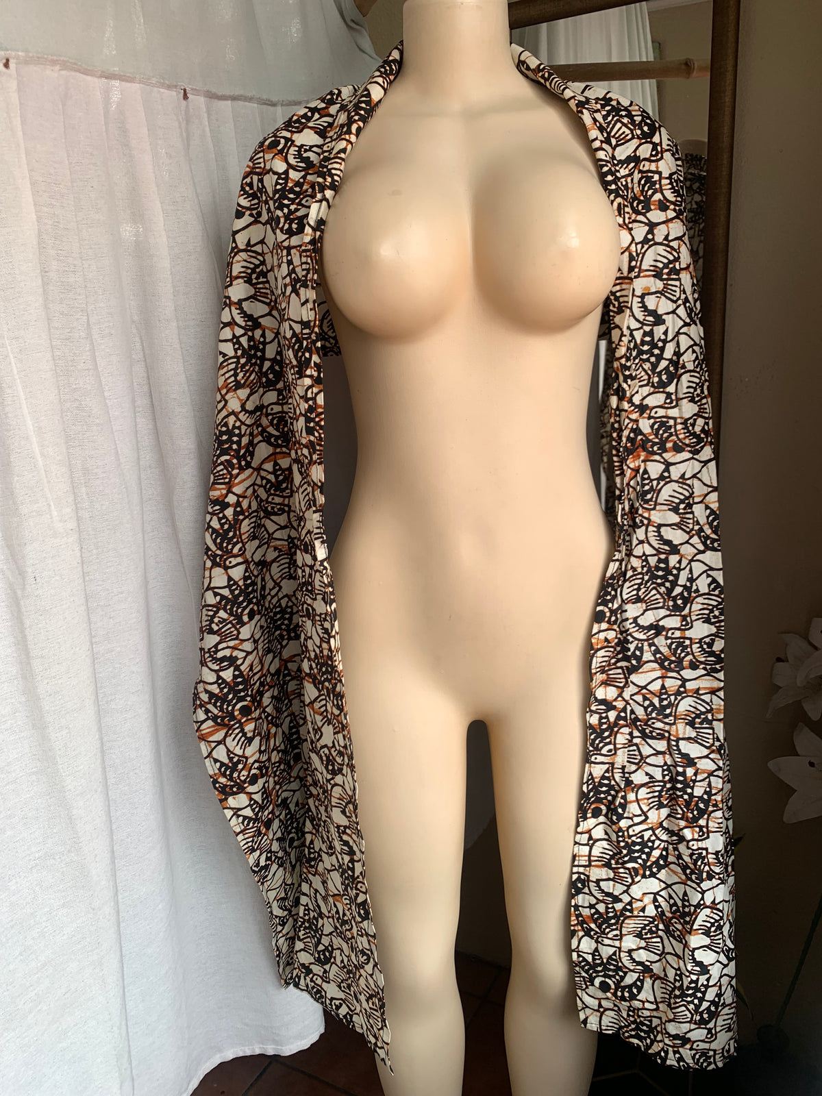 Brown African print cotton shawl ,,,