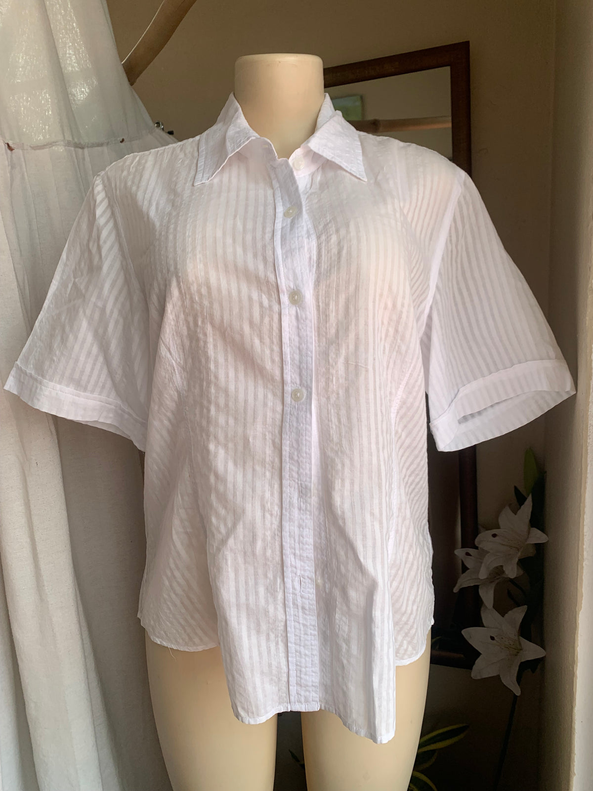 Cotton white stripe shirt … L /XL ,,,