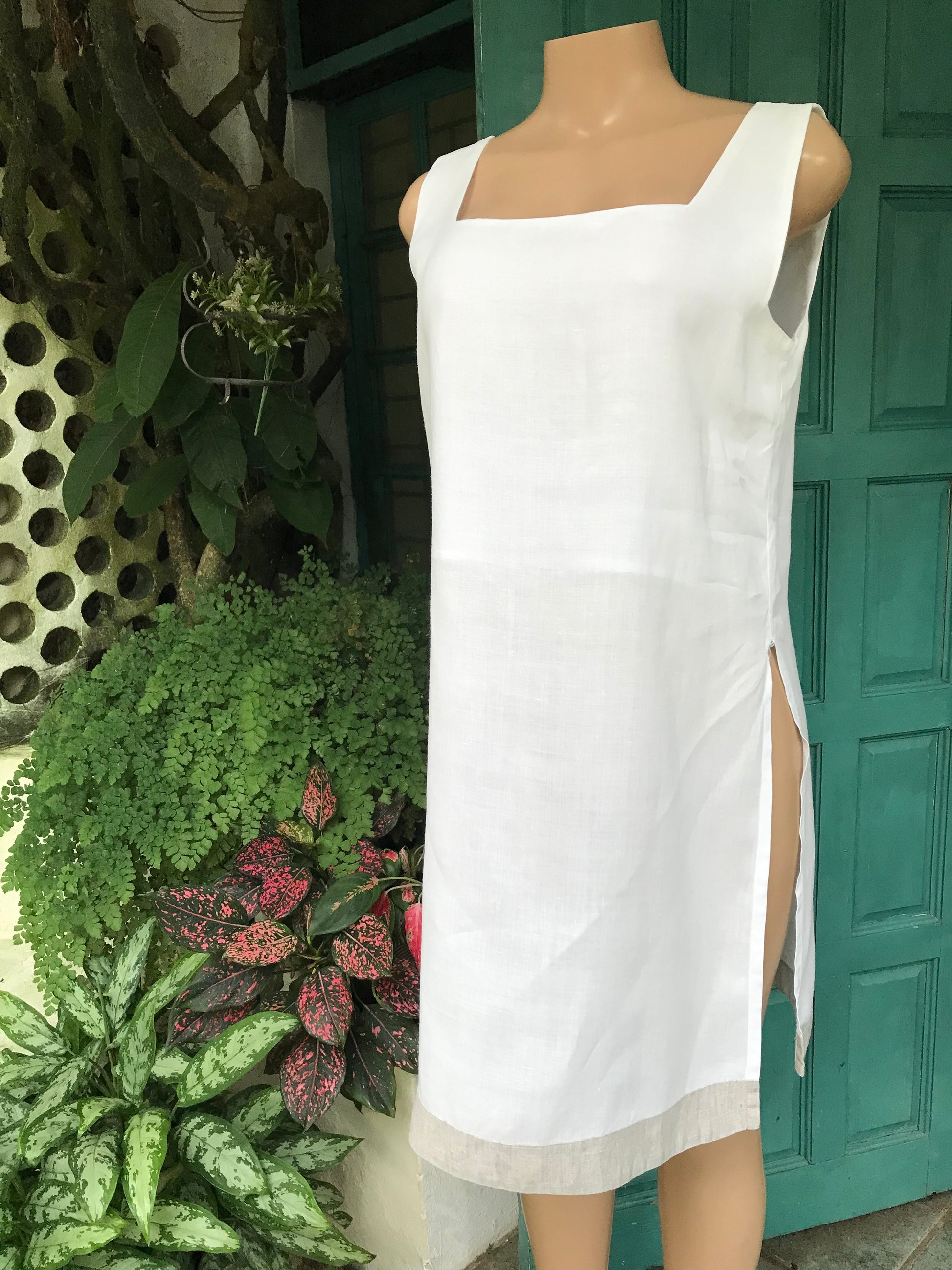 White organic apron dress L /XL