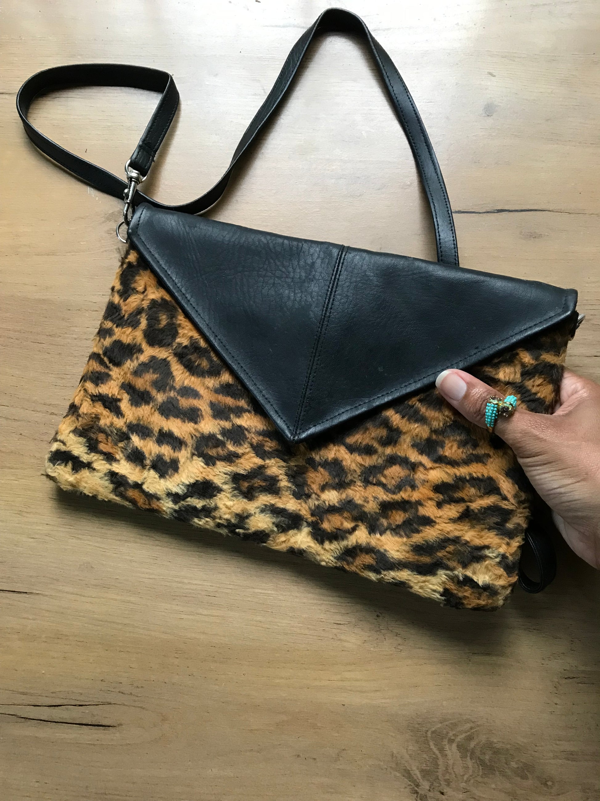 Cheetah envelope crossbody bag fluffy *** made in jamaica