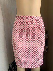 Red+White printed pencil skirt s