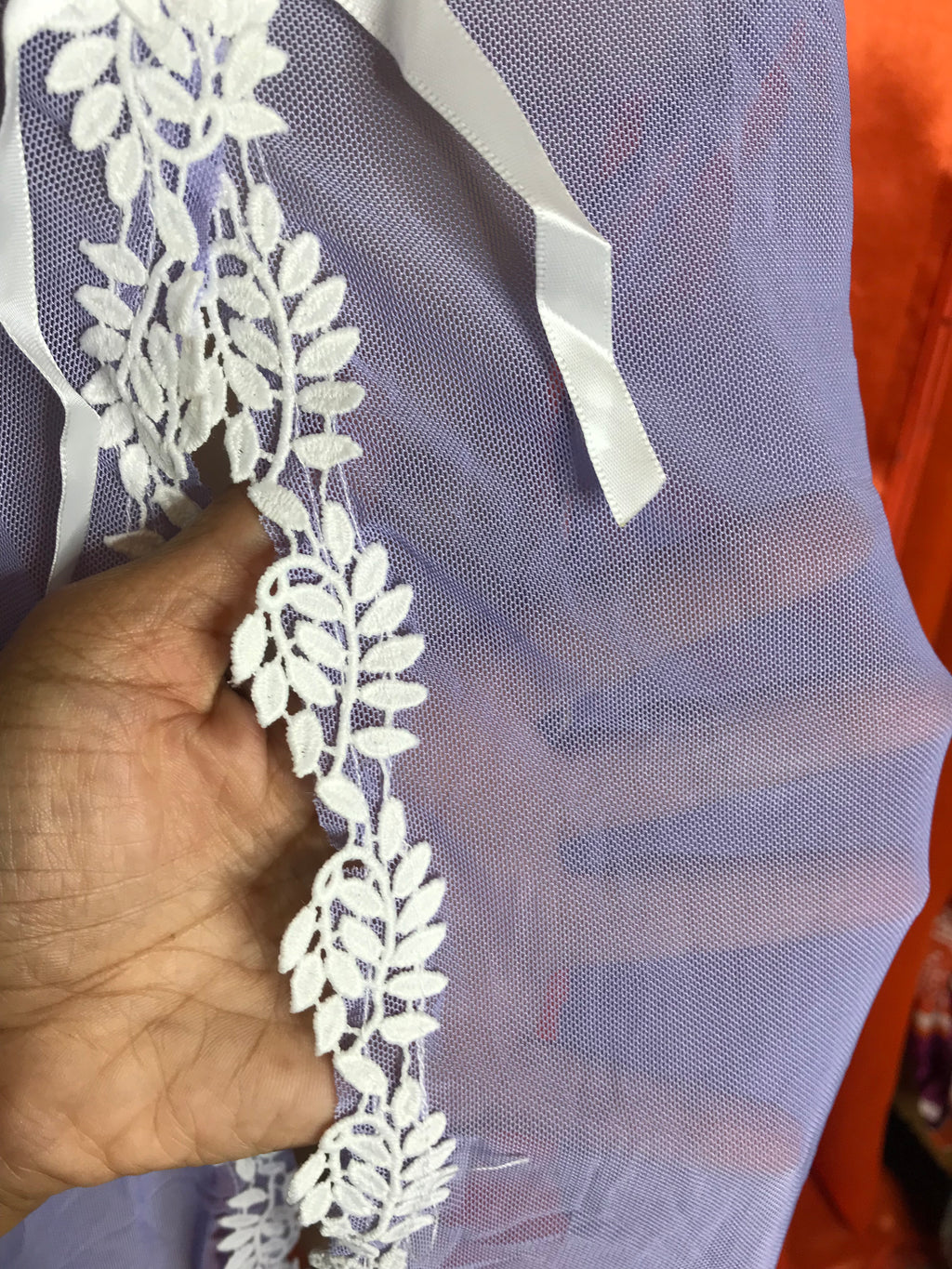 New lavender lace lingerie cover with thong . /XL