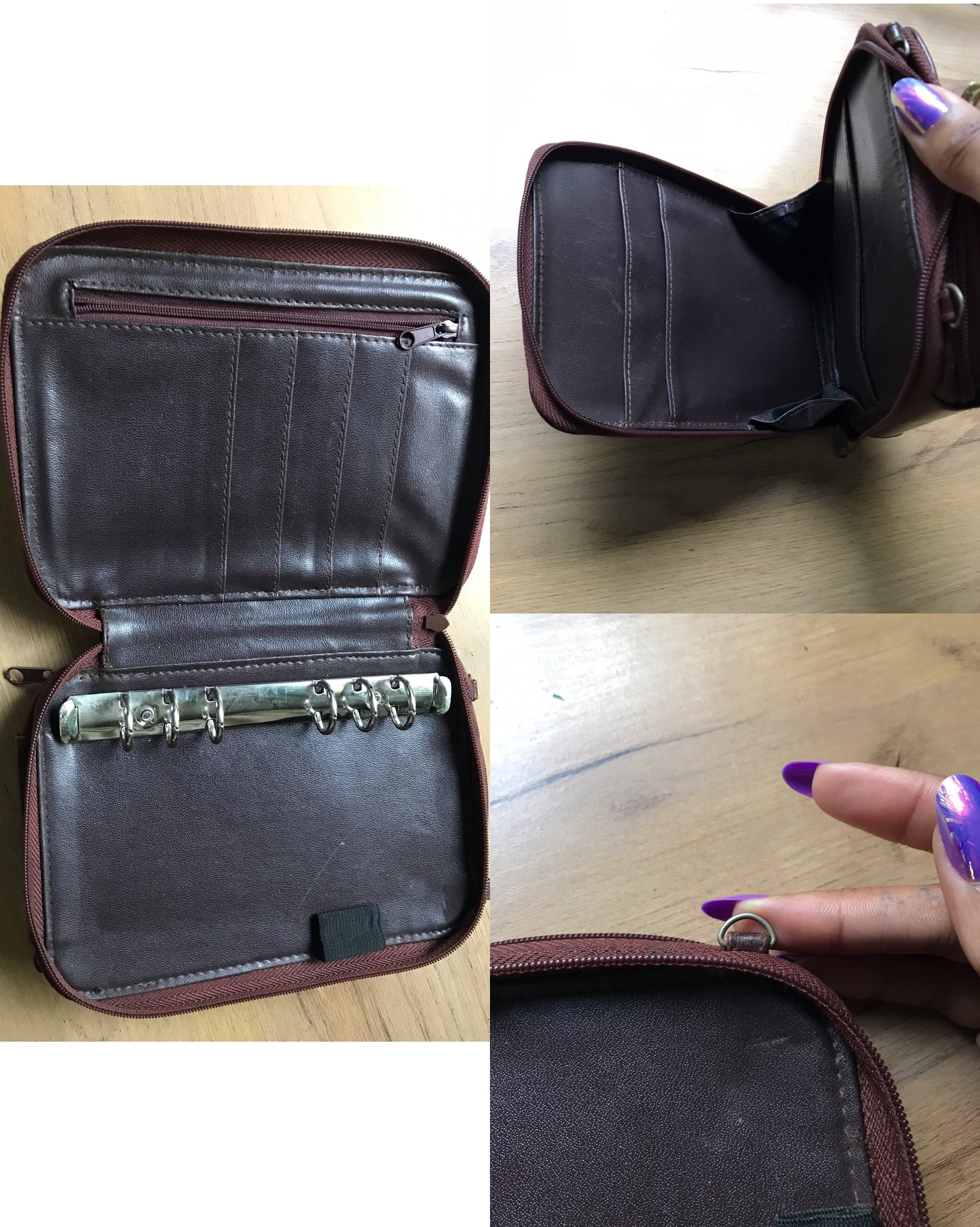 vintage brown leather mini bag / organizer ***