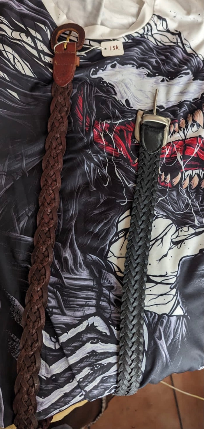 Black braided leather belt