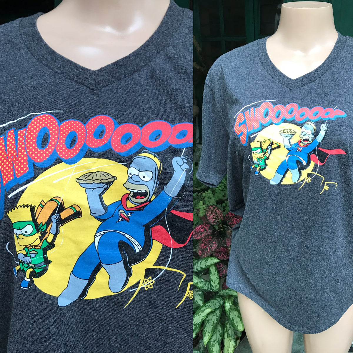 New Simpsons Swoosh Graphic Tee Grey 100% Cotton ;;; M