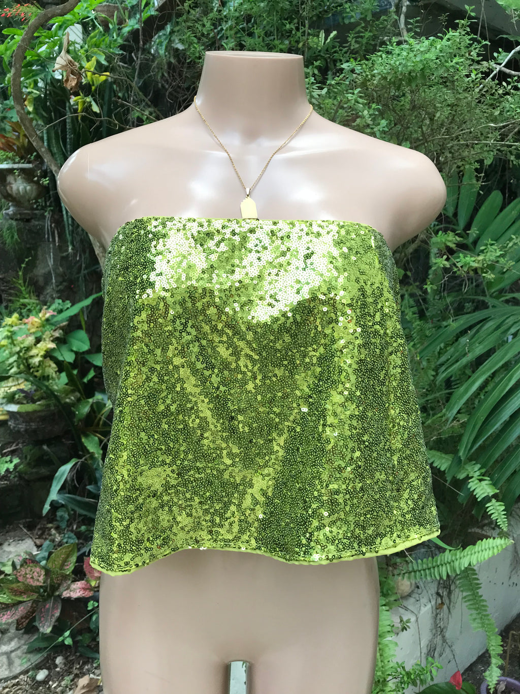 Mermaid Green Sequin Tied Top / Cheeky Mini Skirt ... M