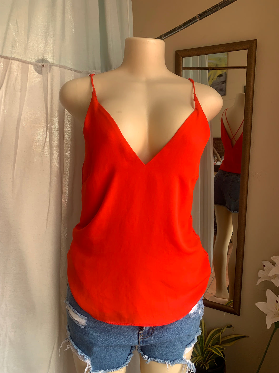 Red cami top with X back detail … Mlll