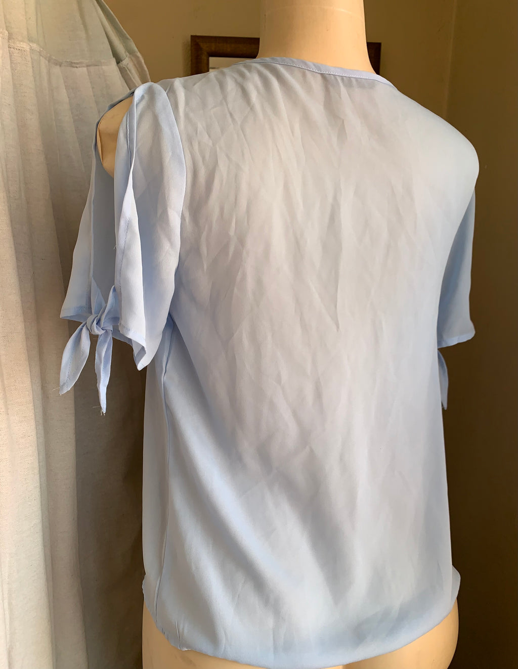 Sheer baby blue professional blouse … s