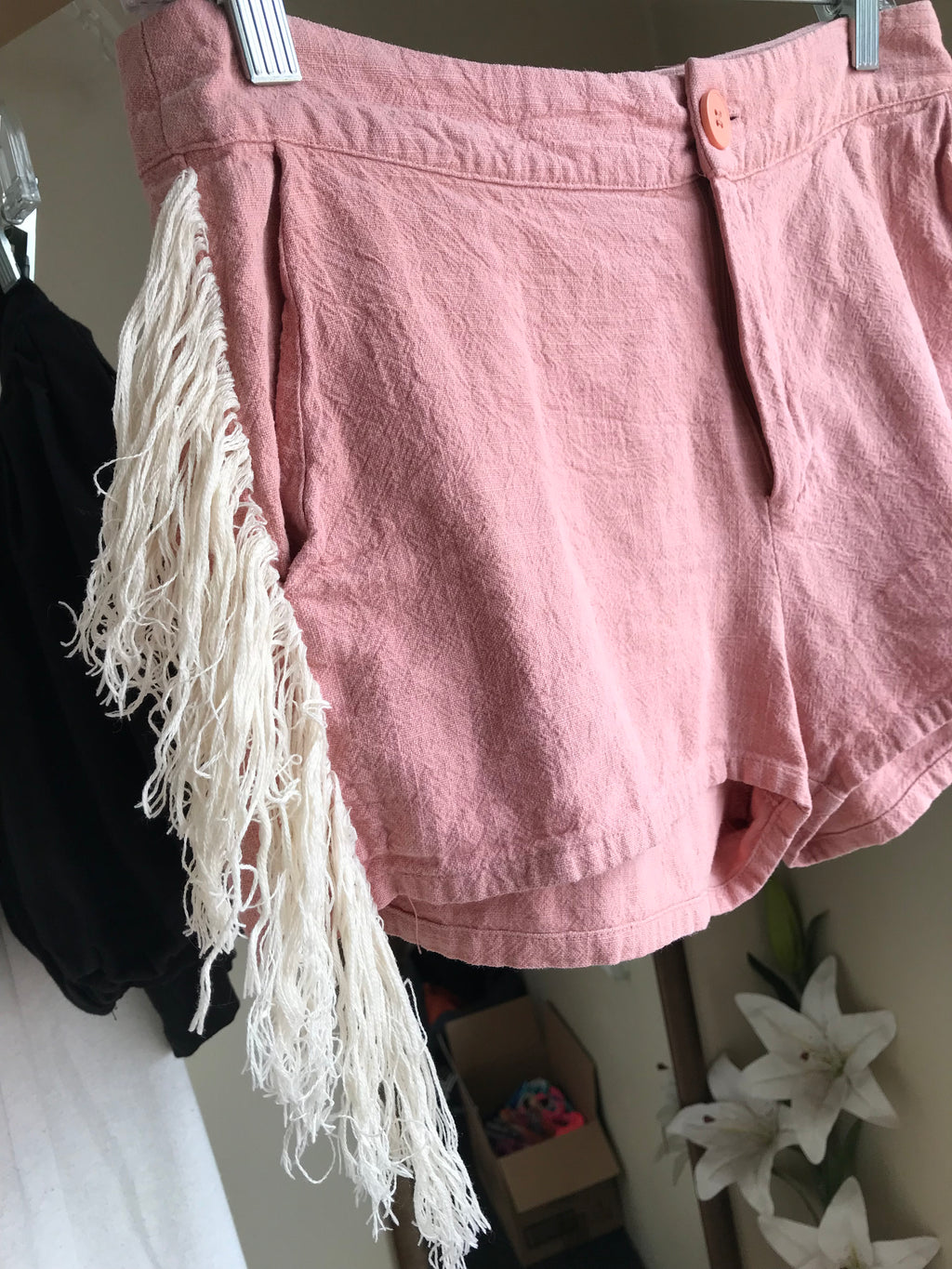 linen blush tassel shorts ,,, m