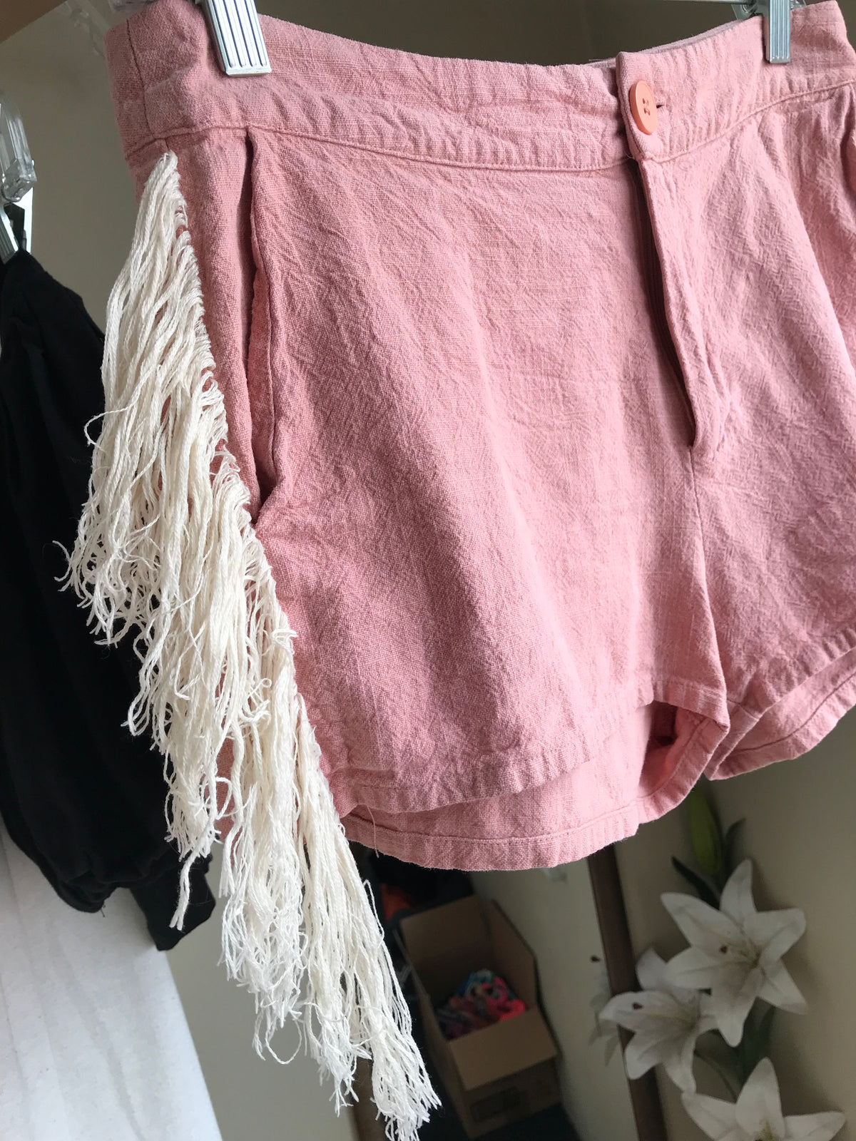 linen blush tassel shorts ,,, m