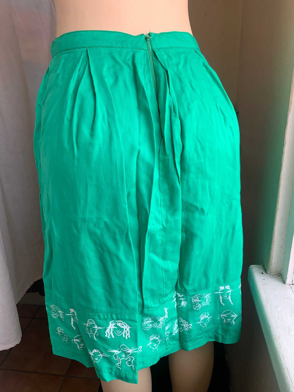 Teal Jamaican made printed A-line skirt ,,, s