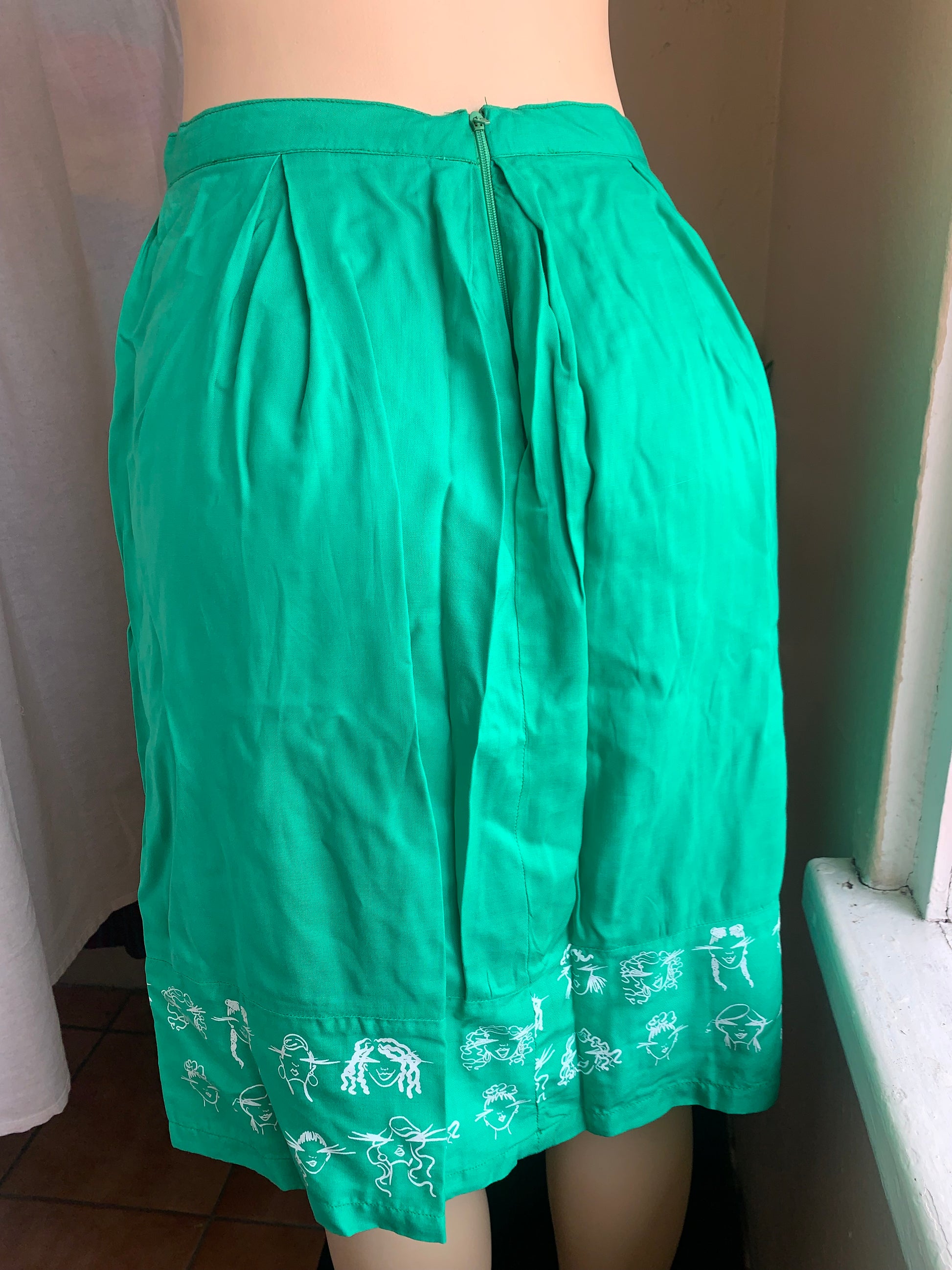 Teal Jamaican made printed A-line skirt ,,, s