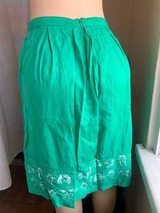 Teal Jamaican made printed A-line skirt s