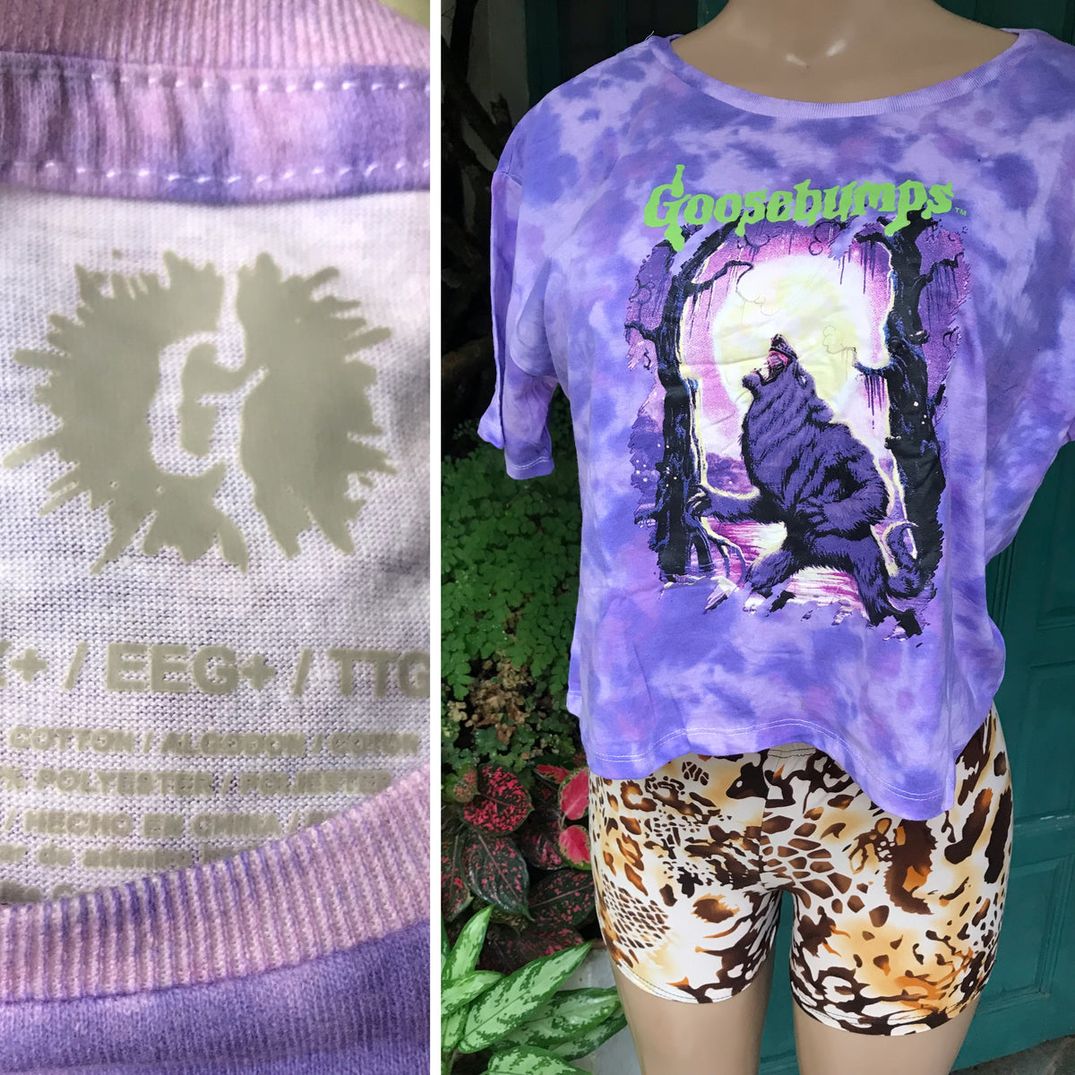 Goosebumps purple tie dye merch tee cropped ;;;