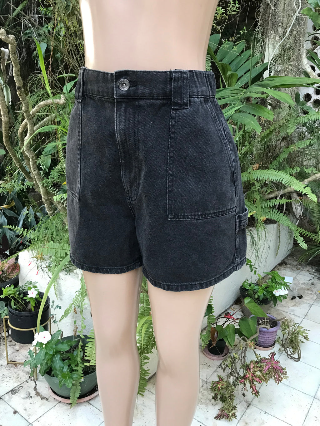 Retro style black carpenter shorts . large . Refurbished