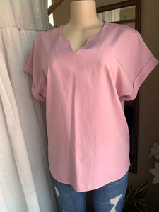 Pink shirt blouse with cuff sleeves … M