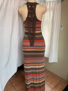 Brown tassle maxi dress /slll