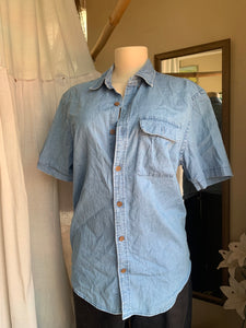 vintage denim button up shirt mens ... M ^^^