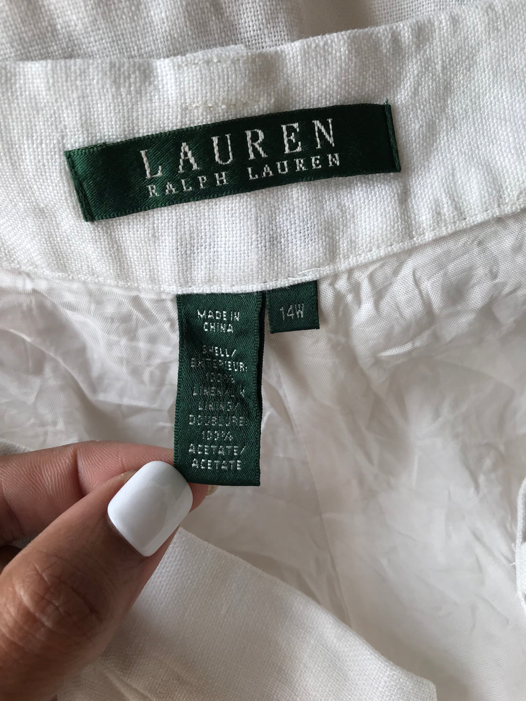 Ralph Lauren White Linen Pants ::: w35 to w36b/XL ,,, with Pockets