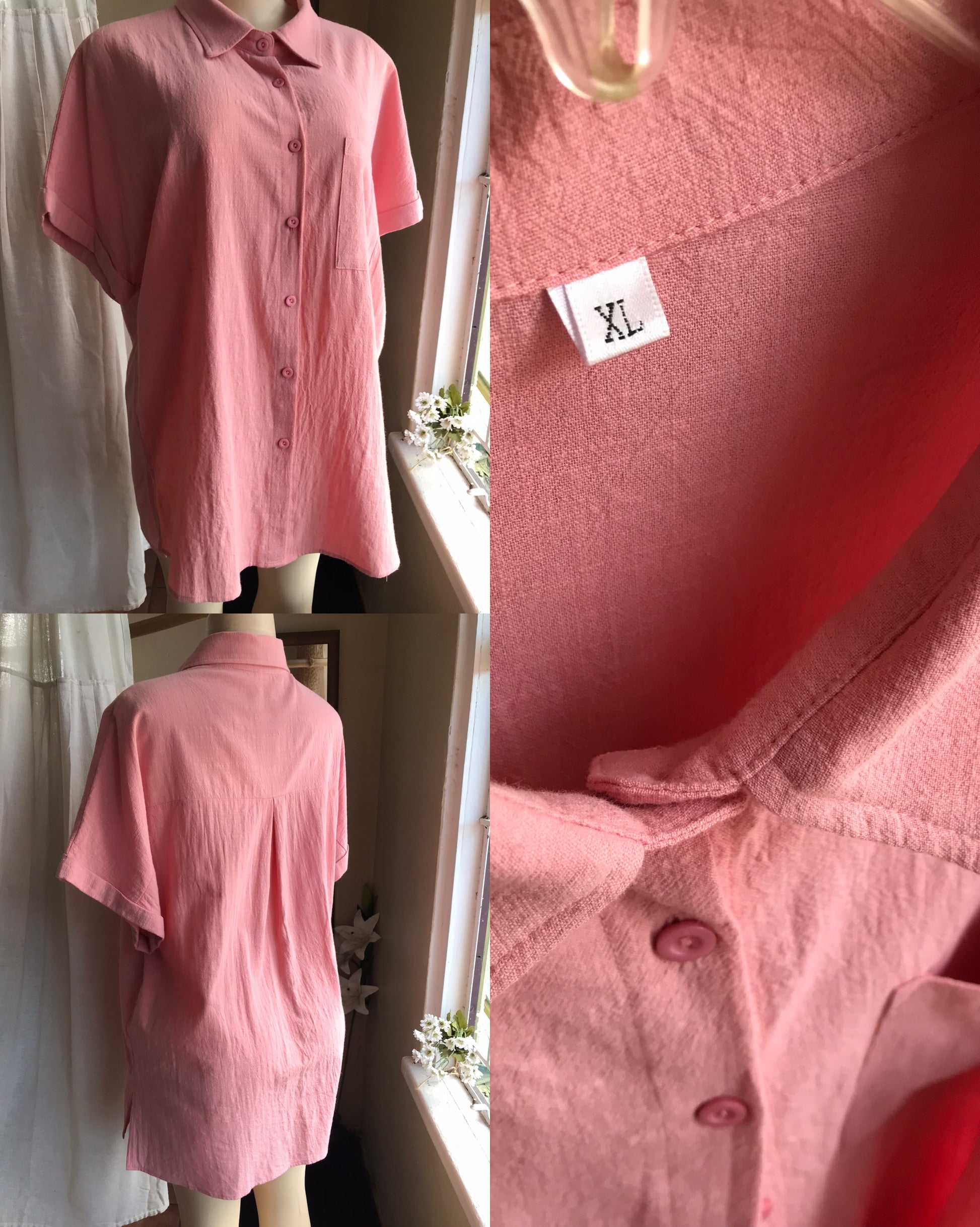 blush cotton button shirt xl