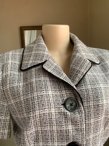 Black+White checkered short sleeve blazer tweed size 10 >>>