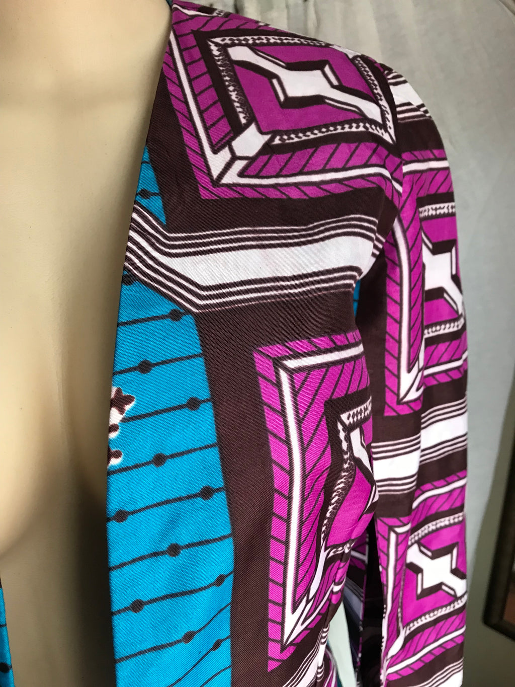 African blue purple slit sleeve statement jacket >>> s