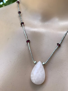 New silver gem necklace *** rose quartz (TNJ original)