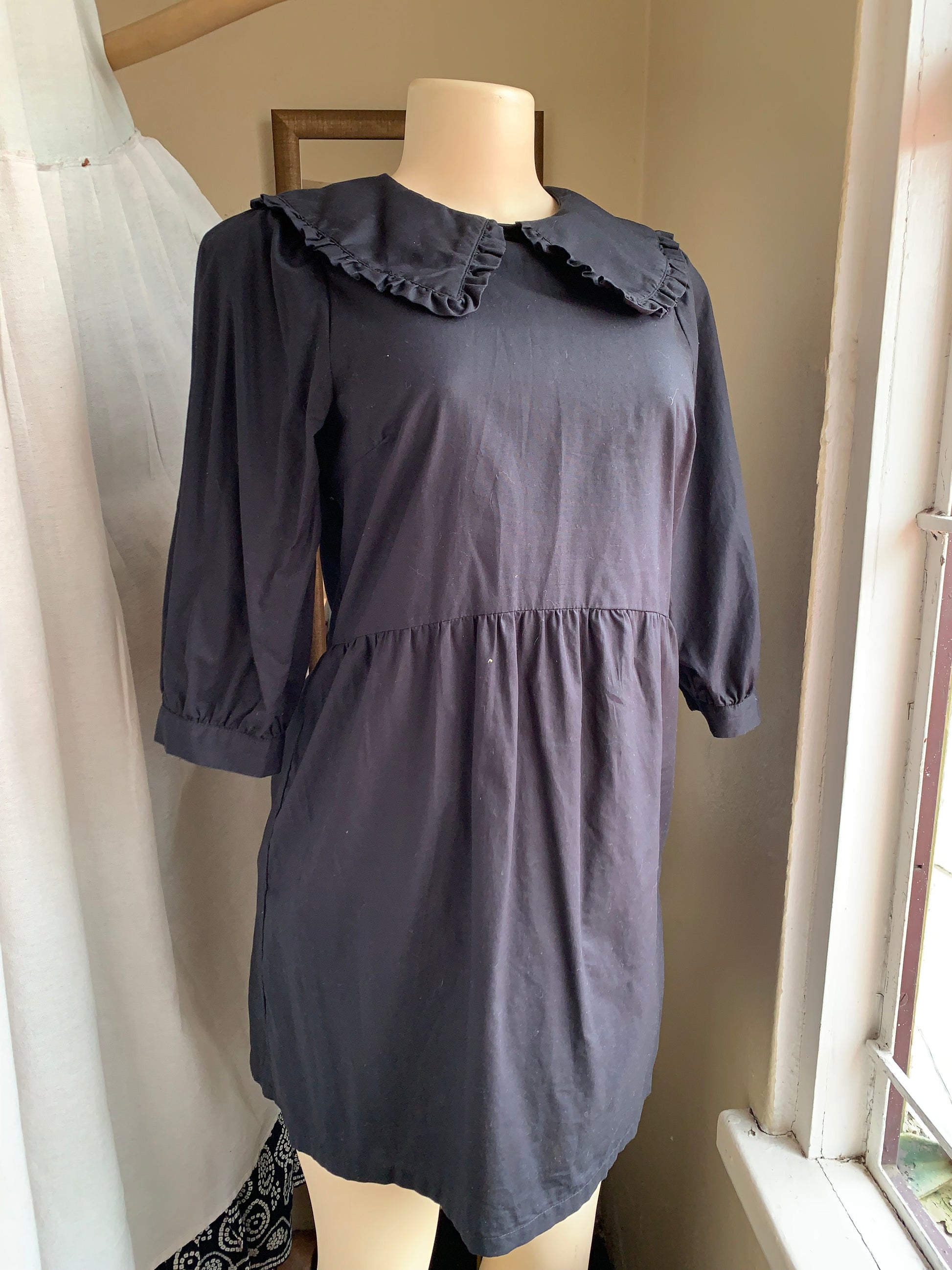 Cotton ruffle collared dress ,,, s