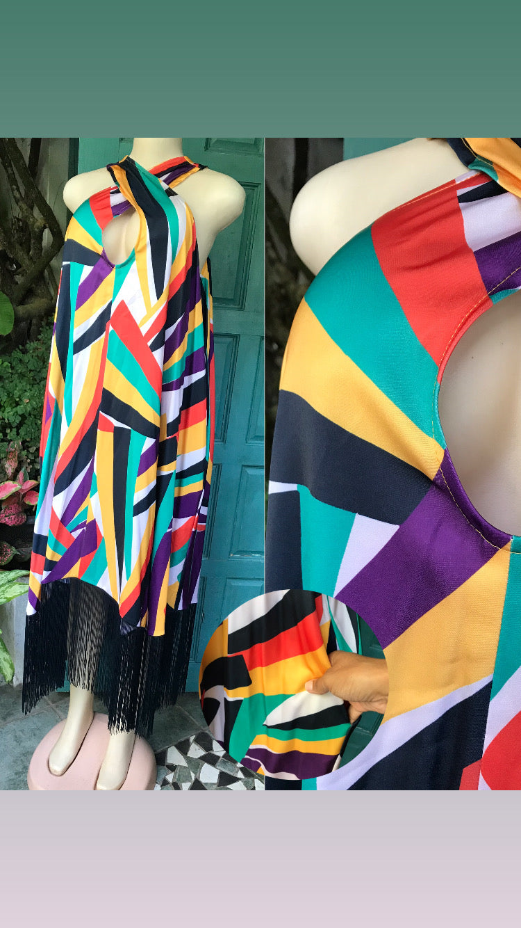 NY Company fringe maxi dress bold print . /xl