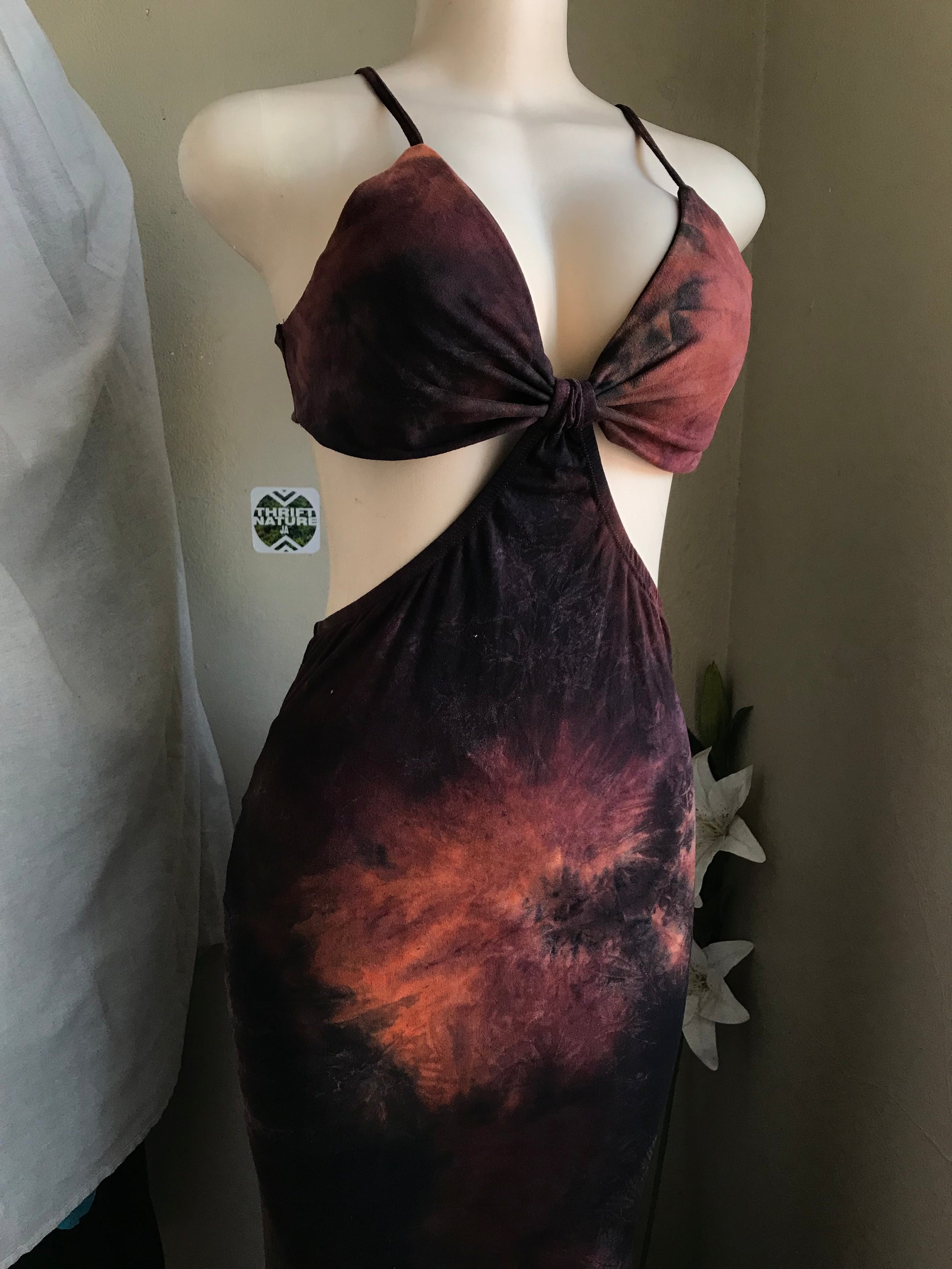 new tag brown marble cutout bodycon date night dress m/L