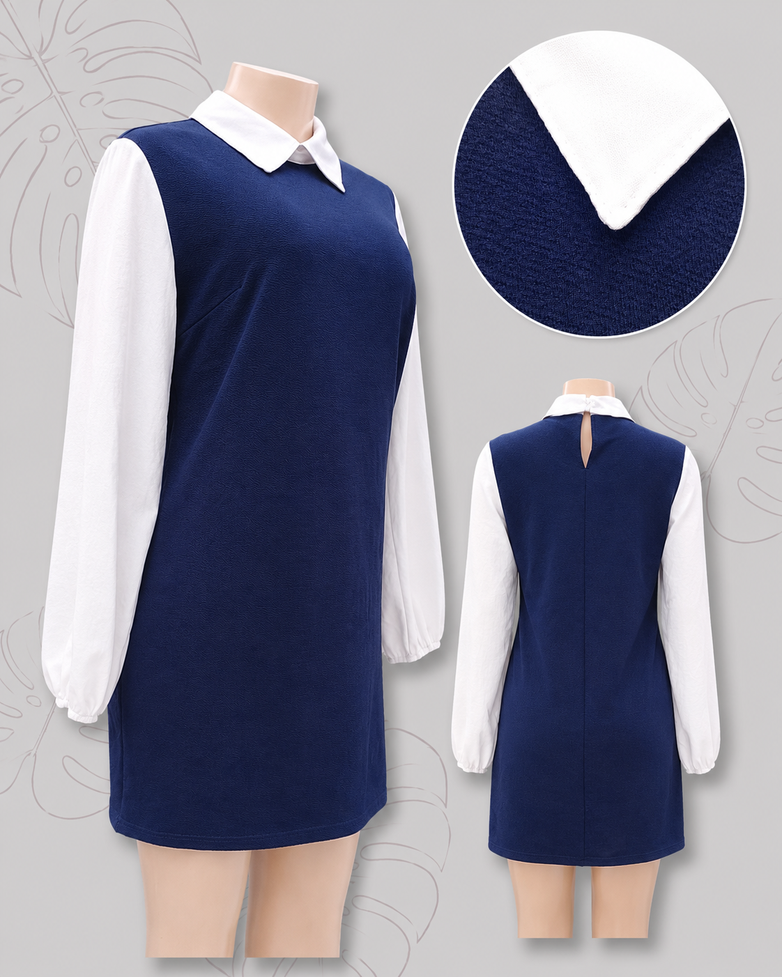navy white collared professional dress . m