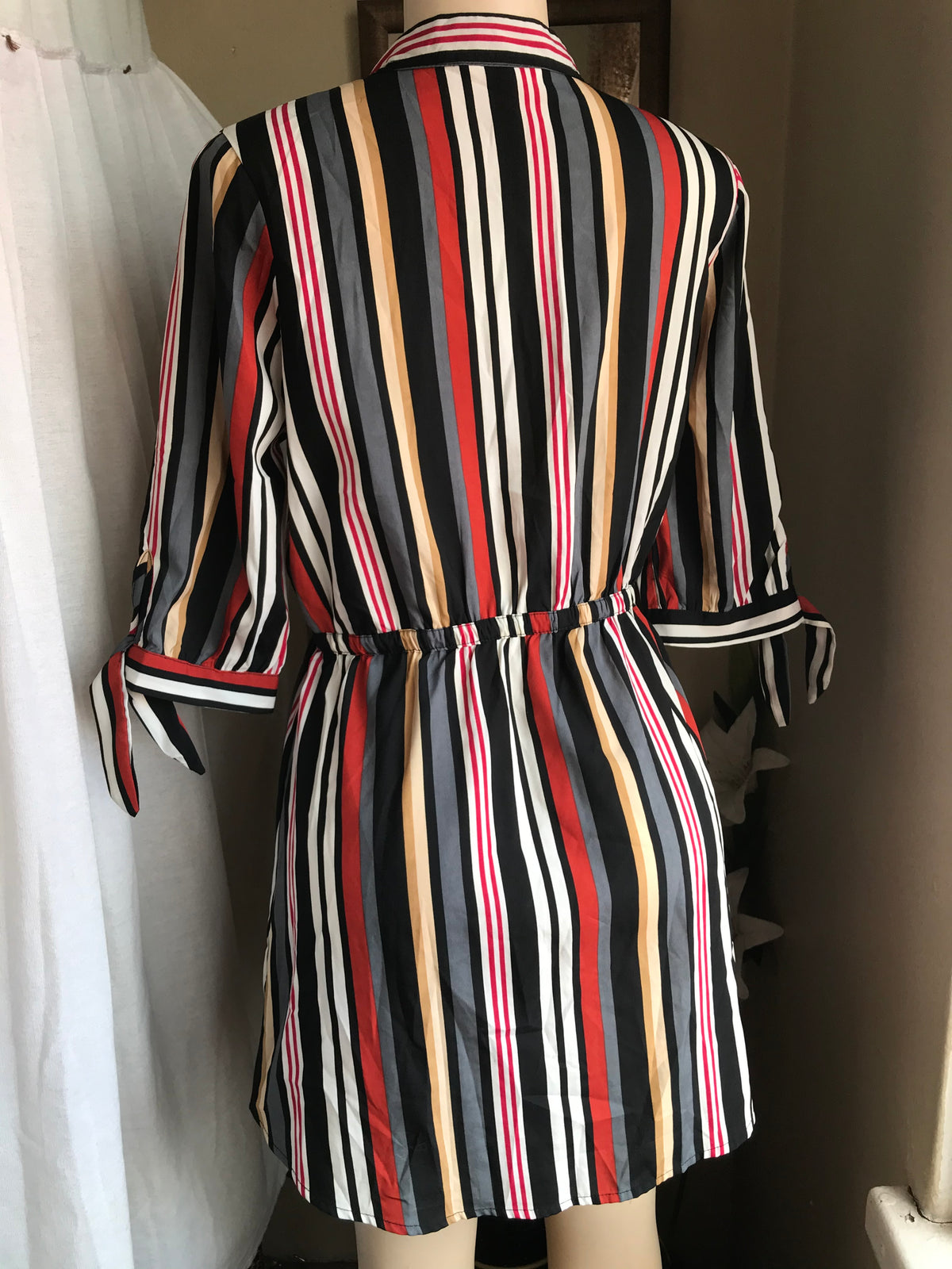 Stripe multicoloured earth tone shirt dress M-L