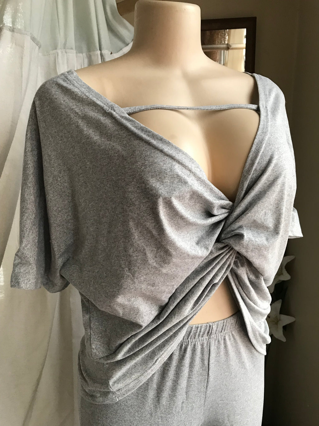 grey legging set knot front ... L/XL :::