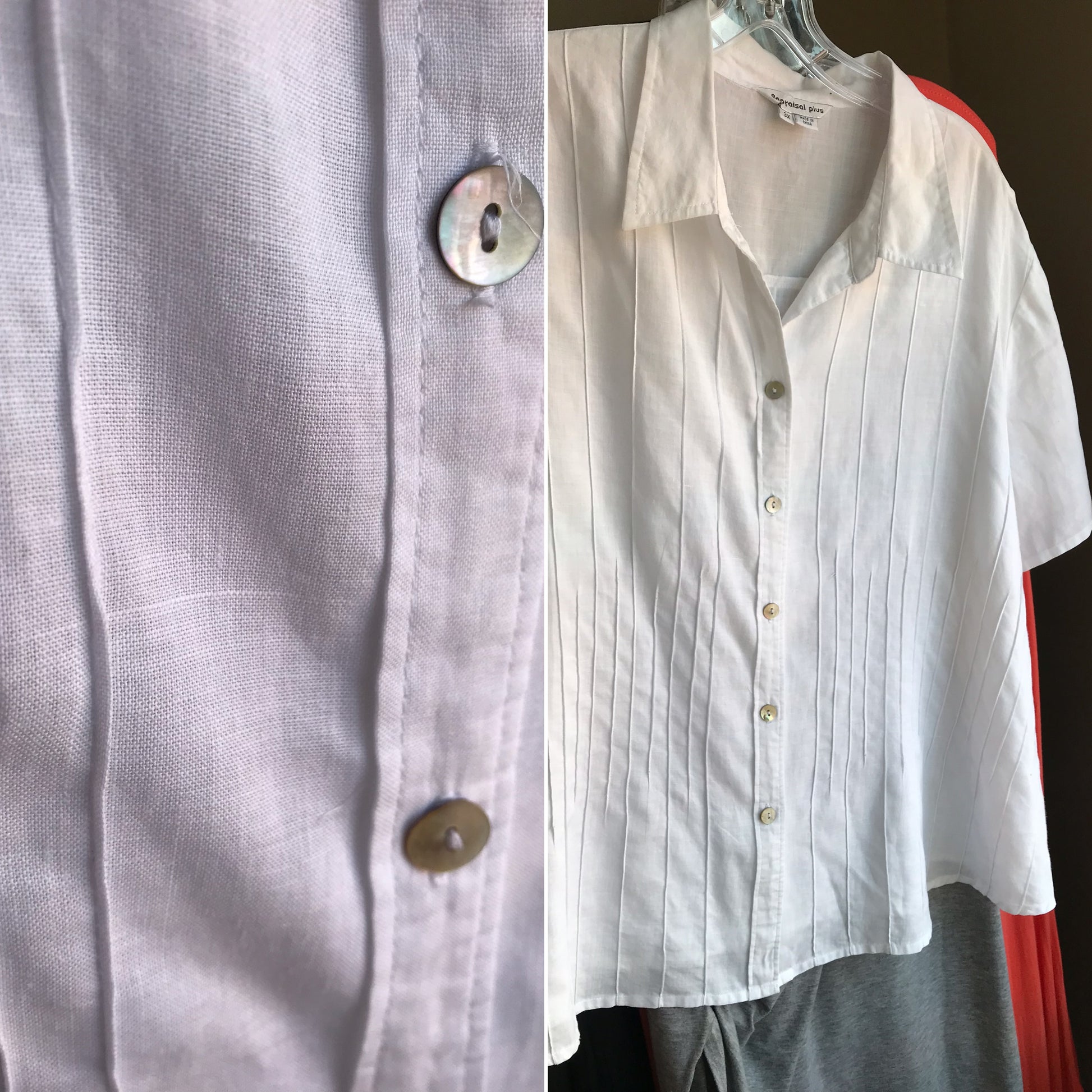 white linen button shirt /xl : 3X