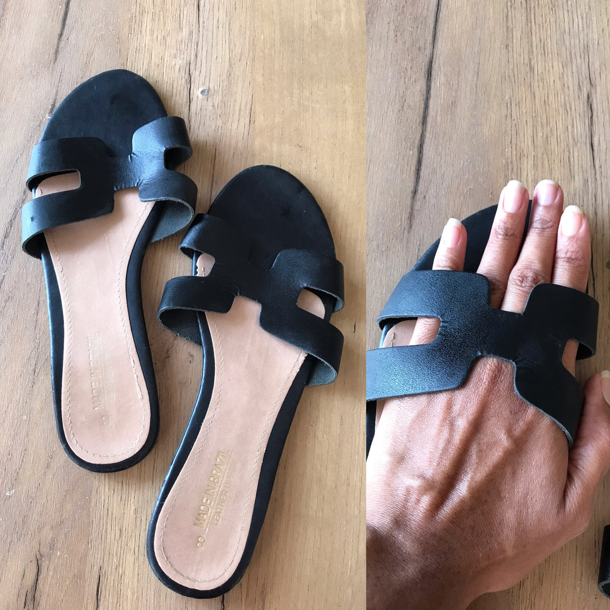 Leather upper Black casual flats minimal /// size 8