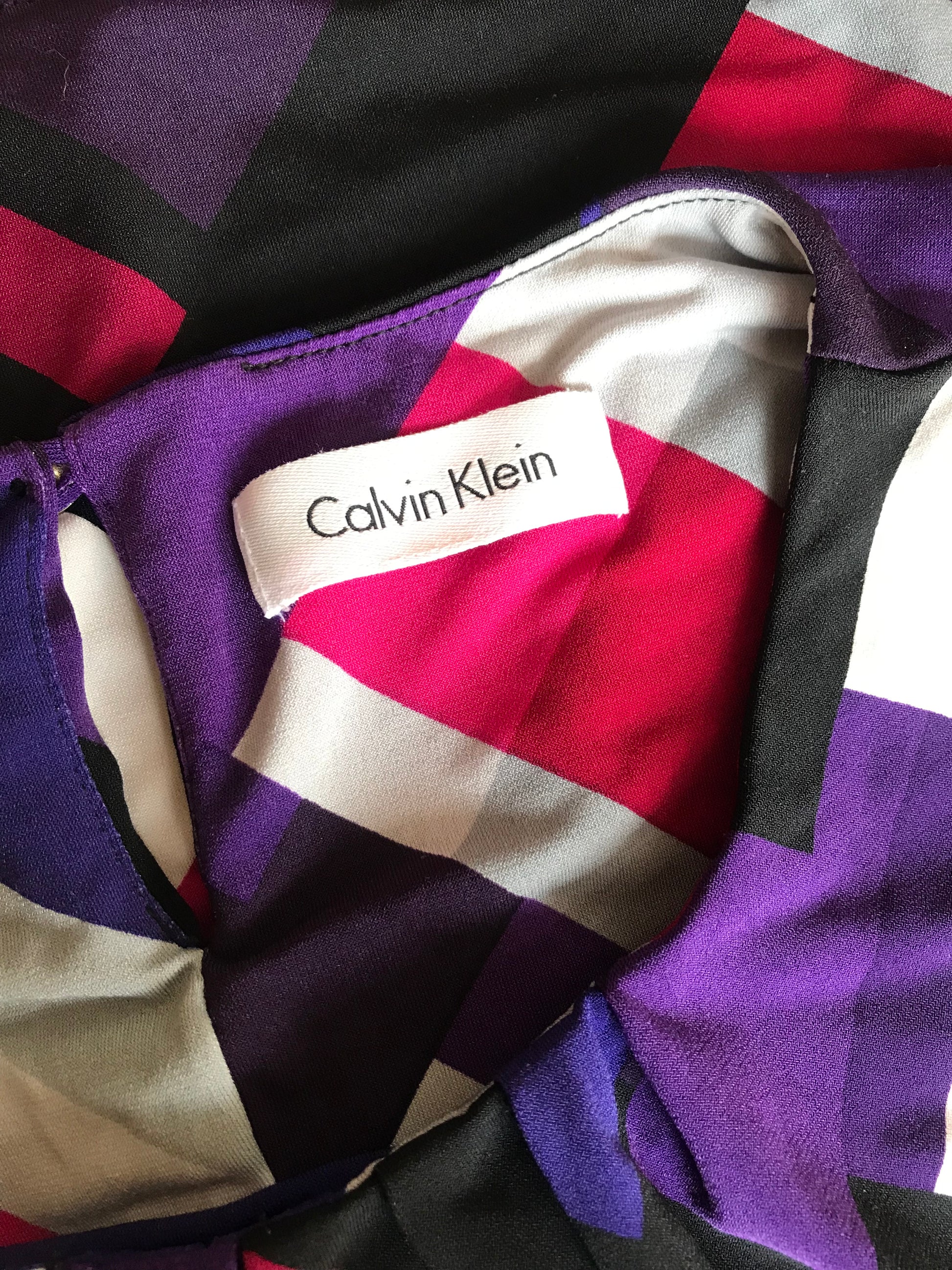 calvin klein print sleeveless professional blouse ... m