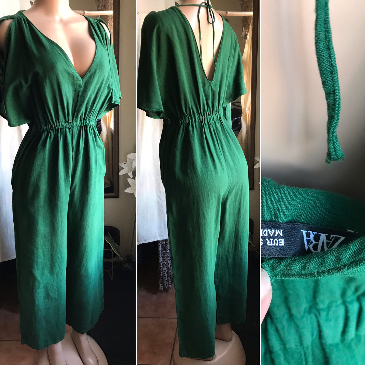 green organic jumpsuit ~~~ s/m