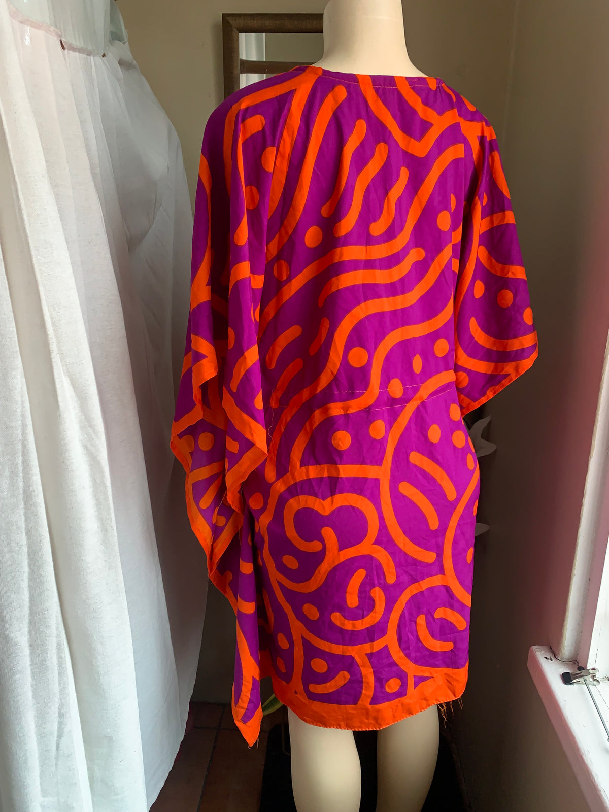 Vibrant Purple+Orange kimono style dress one size