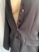 Load image into Gallery viewer, Black long pinstripe vintage blazer &gt;&gt;&gt; size 14
