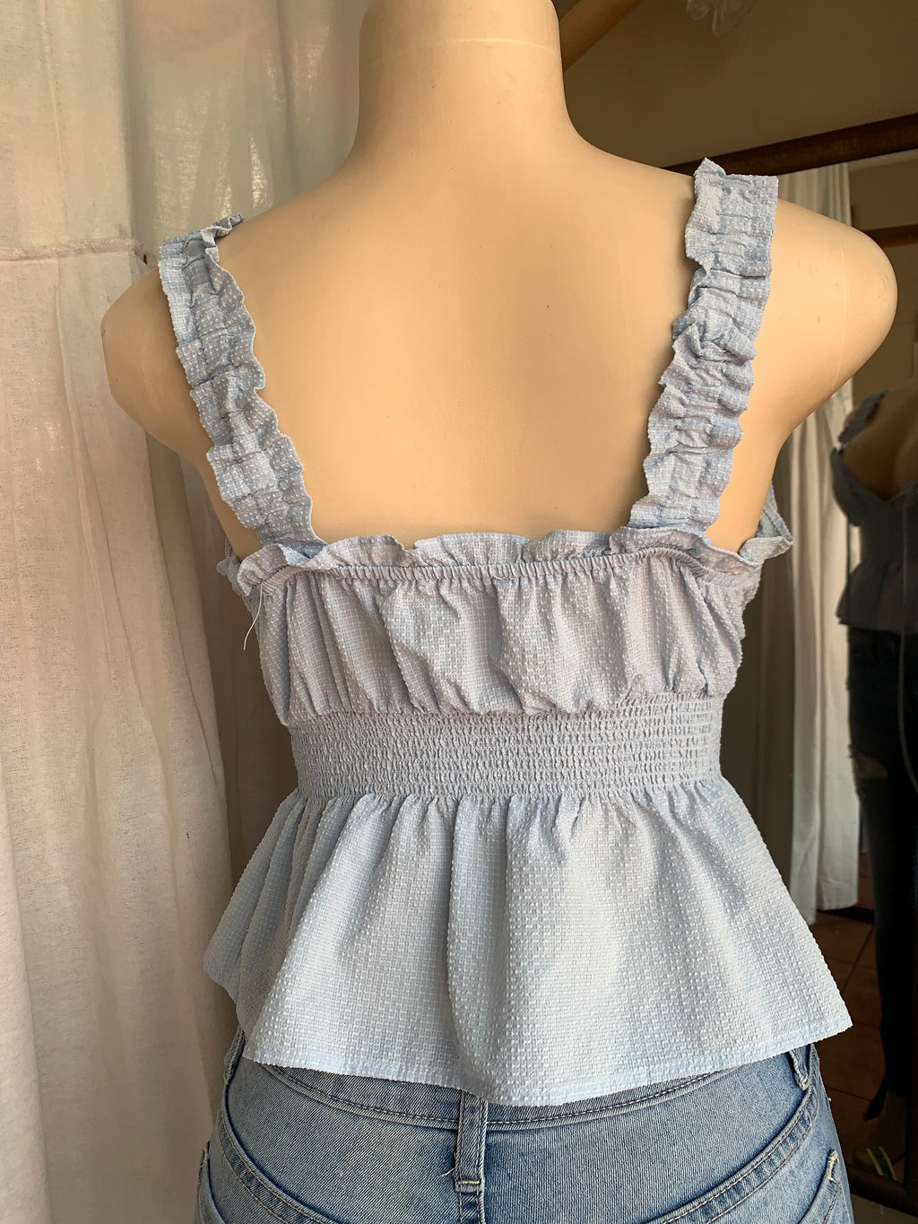 Baby blue front tie style cami top … s