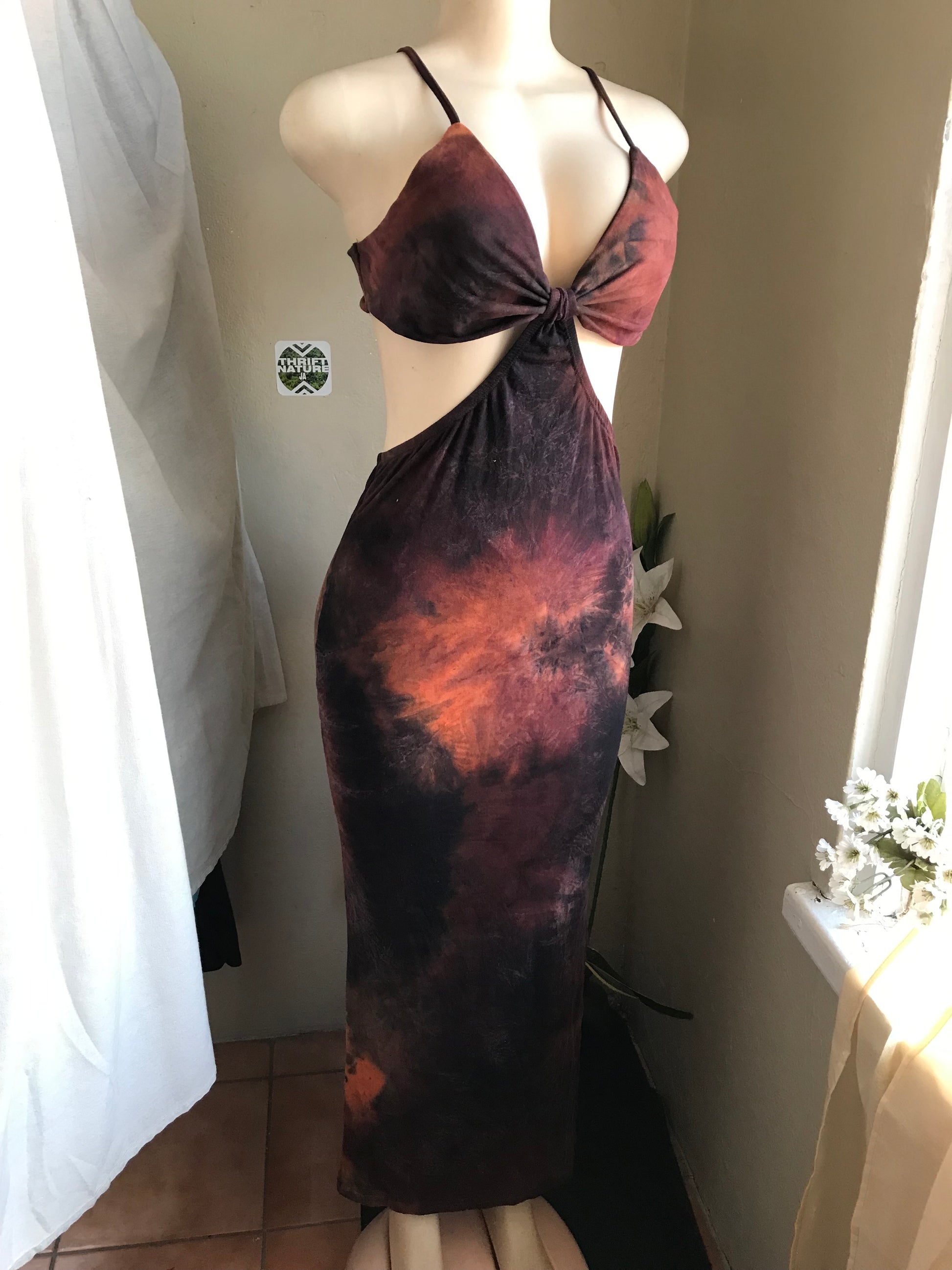 new tag brown marble cutout bodycon date night dress m/L