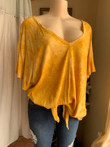 Marbled Yellow V Neck top with tie 1x …