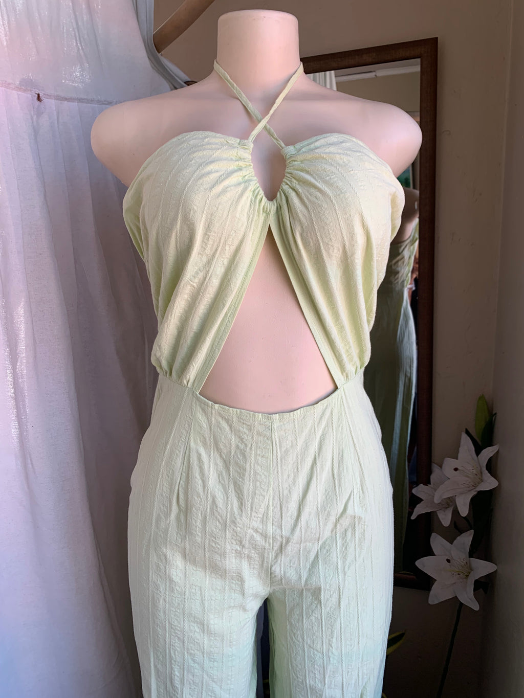 Cotton Mint green jumpsuit ~~~ s ,,,