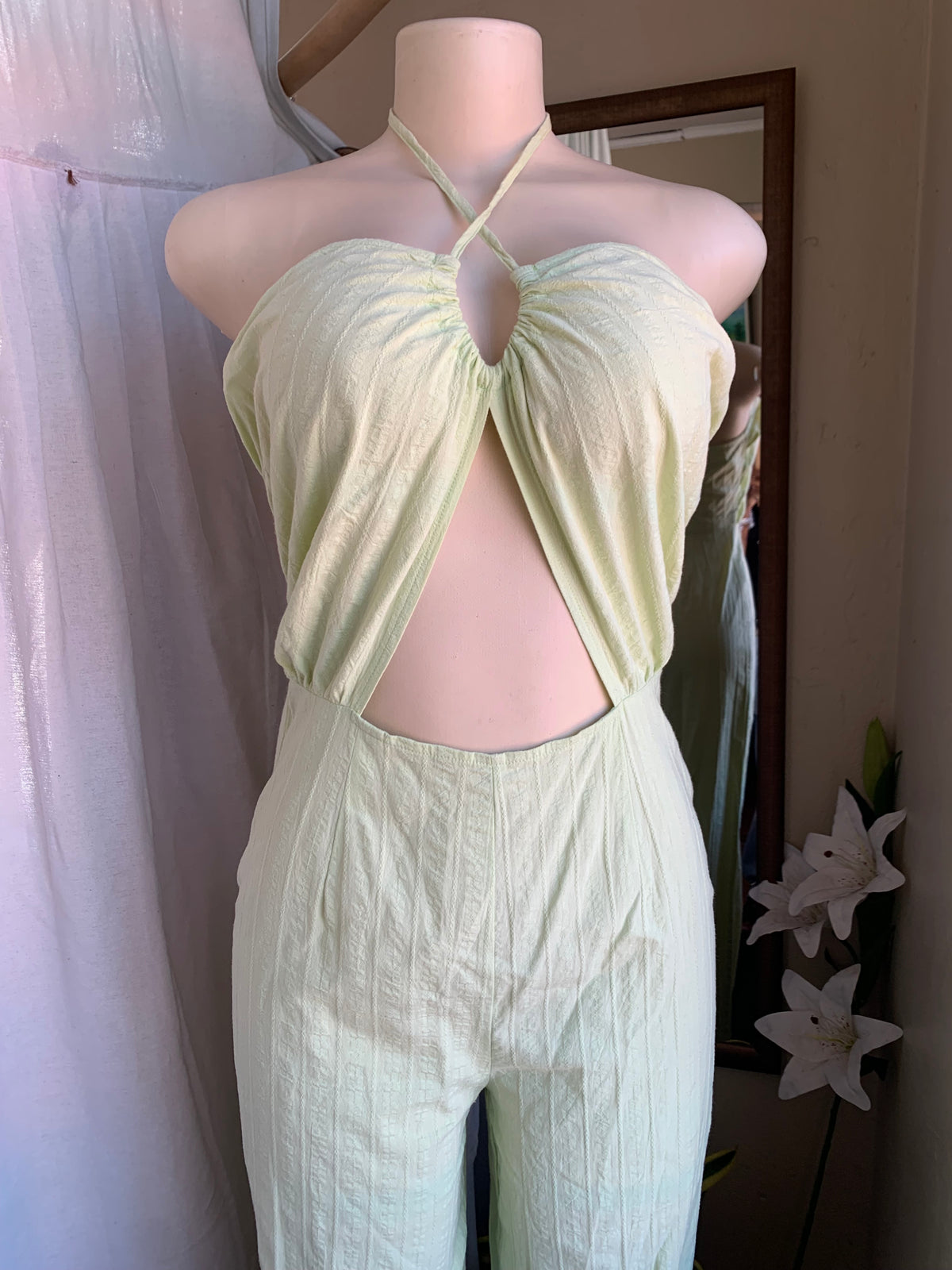 Cotton Mint green jumpsuit ~~~ s ,,,
